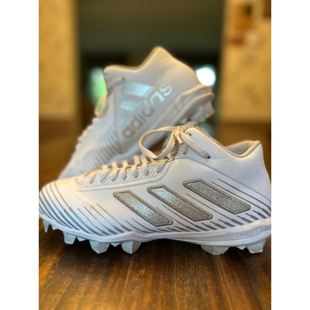 Adidas® Freak MD 20 Football‎ Cleats White & Metallic Silver Size 7 FW3576